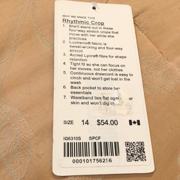 NWT Ivivva by Lululemon Rhythmic Crop NWT Size 14 Girls Legging IG6310S - Picture 13 of 16